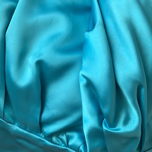 Vintage Leather Turquoise size Large jacket 2 pockets Belted, perfect condition - Picture 5 of 6